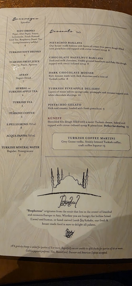Menu Bosphorous Turkish Cuisine - Winter Park-10