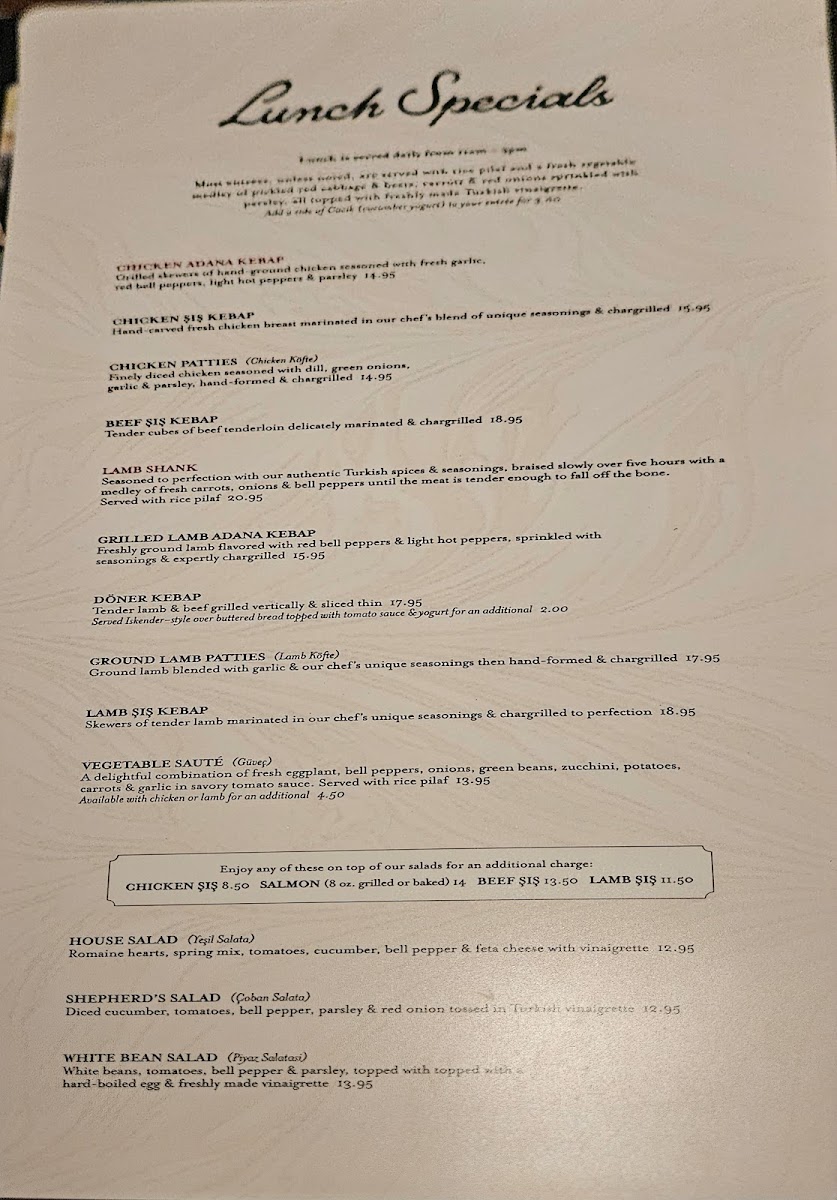 Menu Bosphorous Turkish Cuisine - Winter Park-3