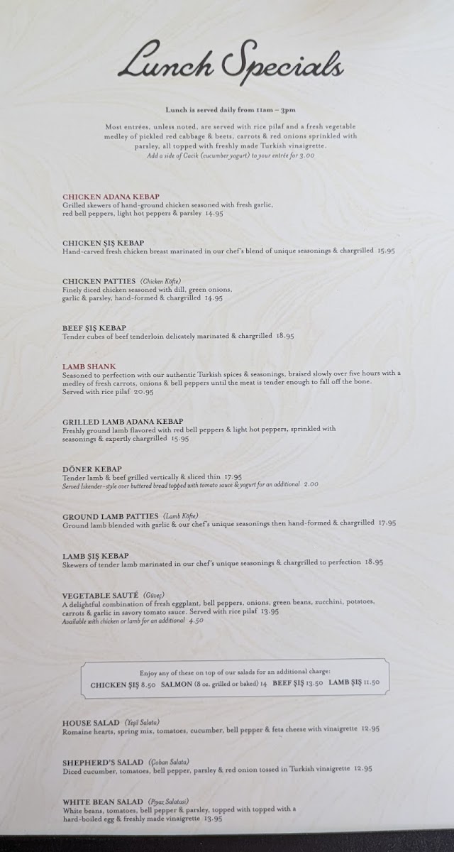 Menu Bosphorous Turkish Cuisine - Winter Park-5